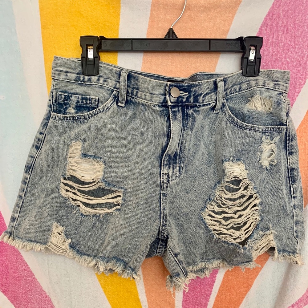 F21 Mid-Rise Acid Wash Shorts